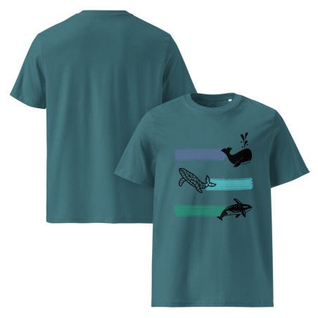 Whale Stripes Dark Organic T-Shirt