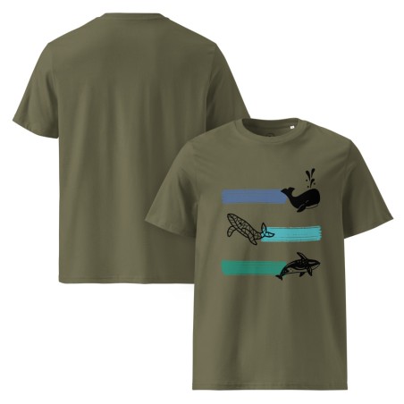 Whale Stripes Dark Organic T-Shirt