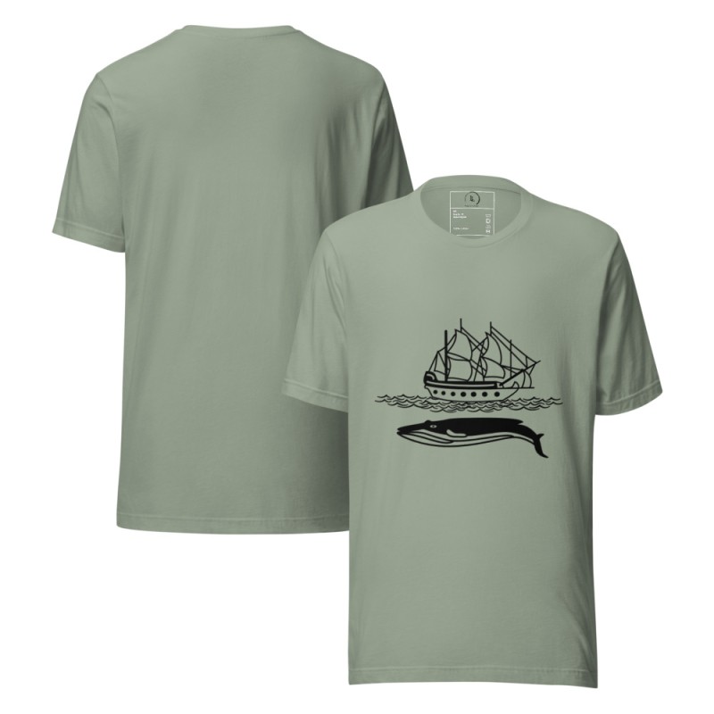Sailingboat with whale T-shirt dark print