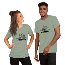Sailingboat with whale T-shirt dark print