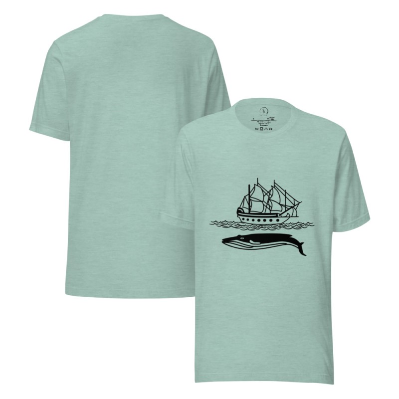 Sailingboat with whale T-shirt dark print