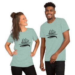 Sailingboat with whale T-shirt dark print