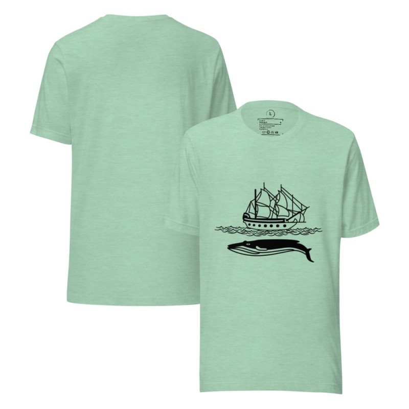 Sailingboat with whale T-shirt dark print